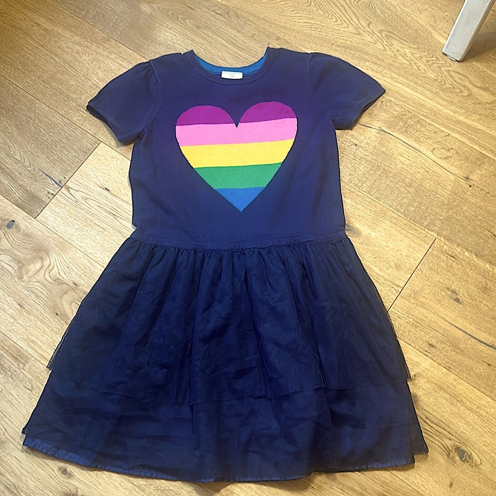 Hanna Andersson sweater dress - navy with heart detail size 12